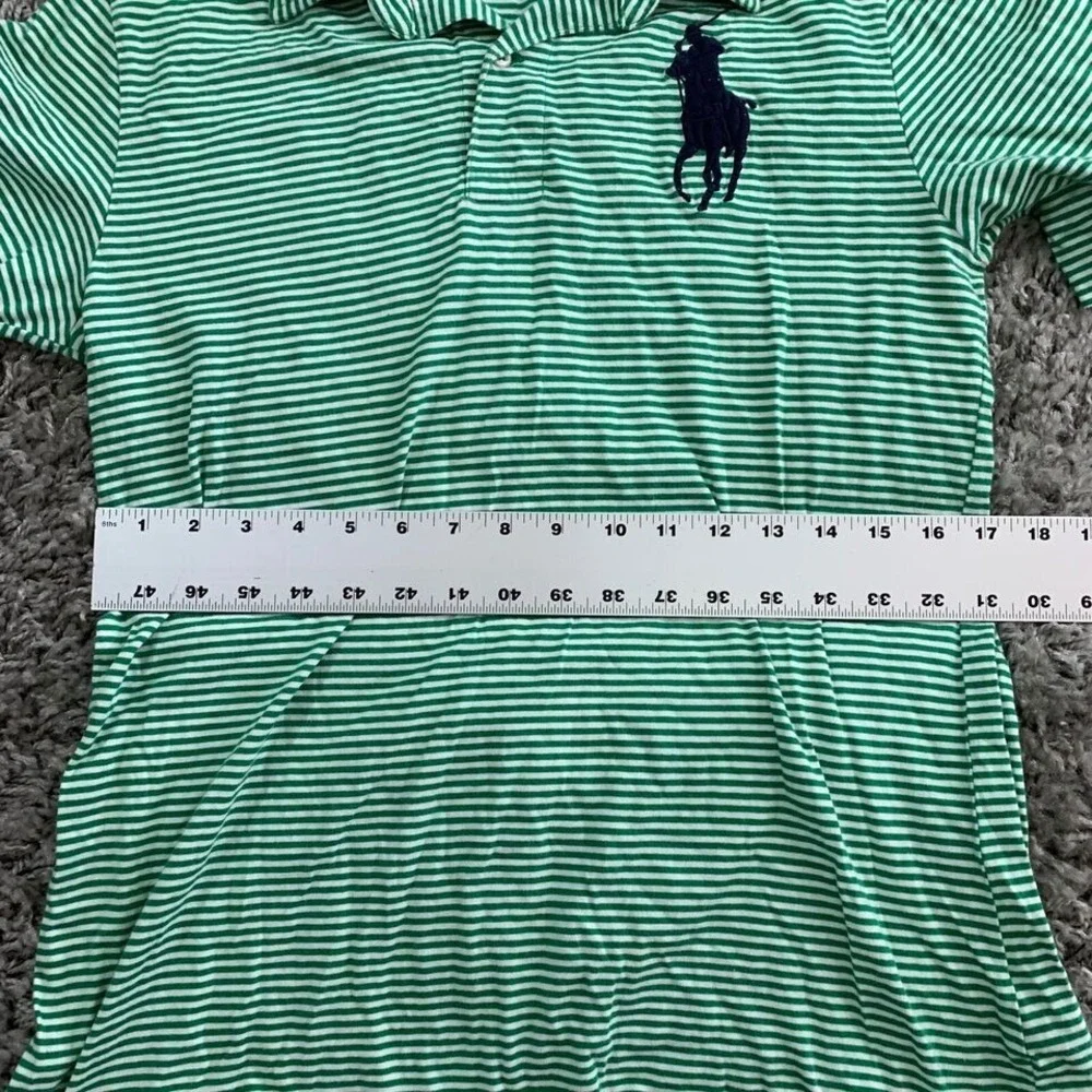 Polo Ralph Lauren Kids XL 18-20 Green White Striped Big‎ Pony Polo Shirt